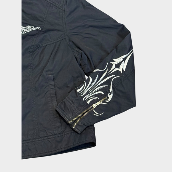 Harley-Davidson Women’s Black/White Tribal Embroidered Moto Riding Jacket Sz 1W - Picture 5 of 11